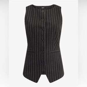 NWT Express Striped Boat Neck Cutaway Blazer Vest